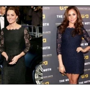 Diane von Furstenberg Zarita black lace mini dress Kate Middleton Meghan Markle